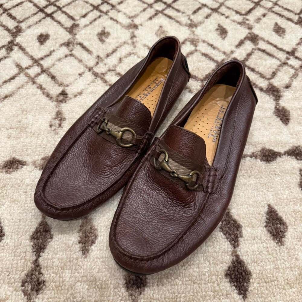 Giorgio Brutini Le Glove Brown Leather Horsebit Buckle Loafers Size 10.5